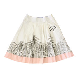Miss Sixty Luxury A-Line Pleated Skirt Palm Tree Skirt Made in Italy Small S